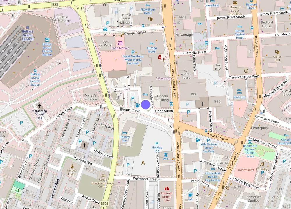 Map: Hampton By Hilton Belfast City Centre